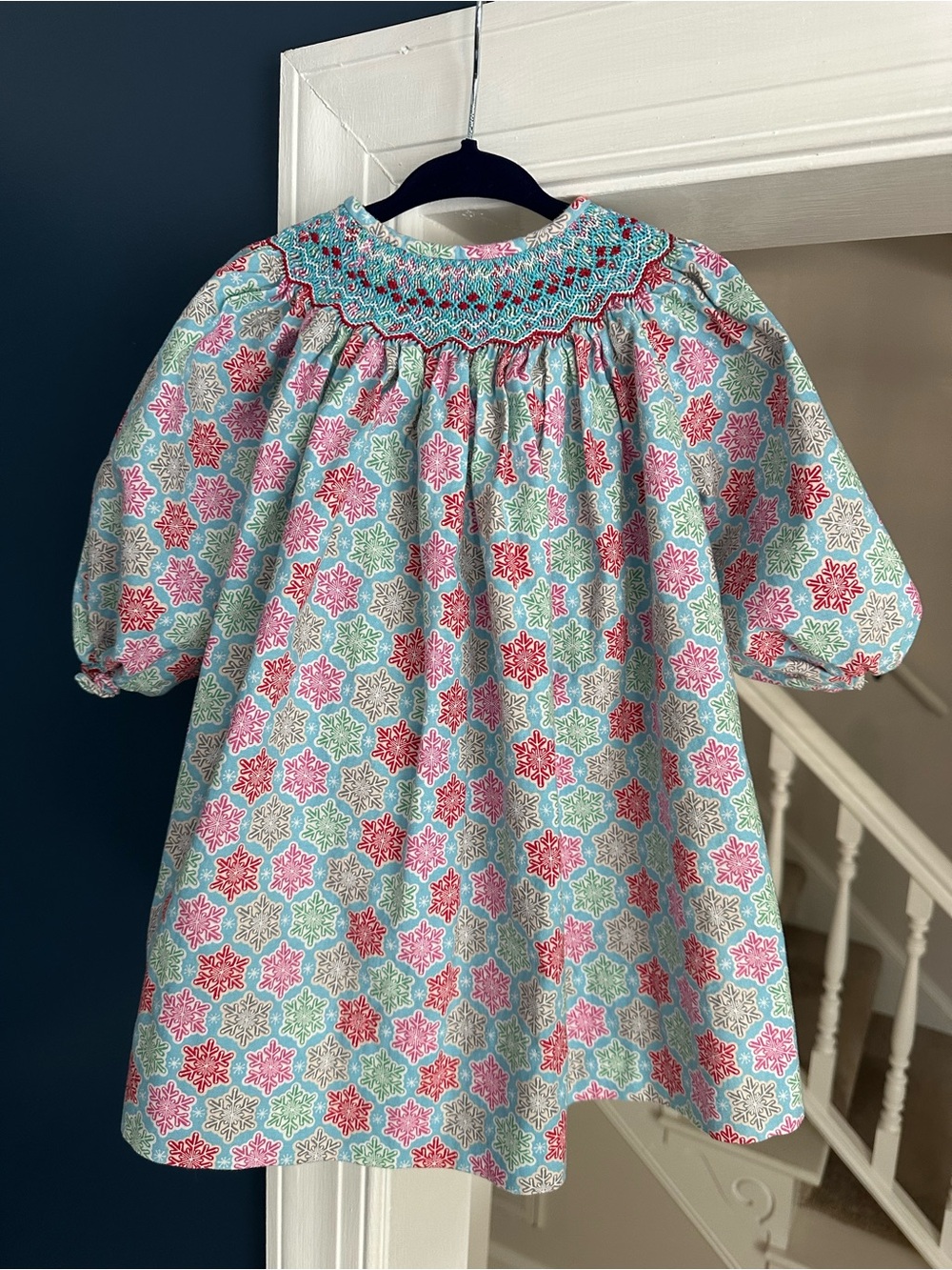 The Bailey Boys Smocked Snowflake Christmas Dress 18M
